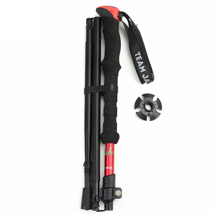 High-strength Four-section Telescopic Folding Short Trekking Pole