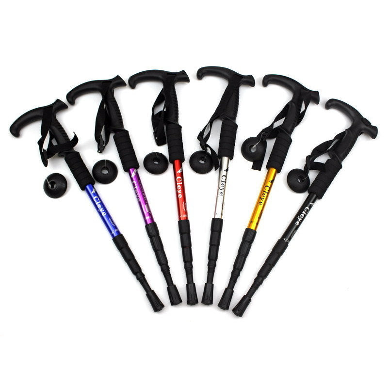 Aluminum Alloy Shock-absorbing T-handle Trekking Pole