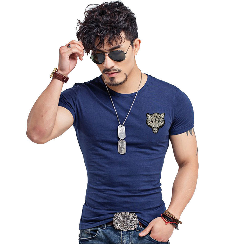 Tactical Short-Sleeved T-Shirt Chinese Special Forces Men'S Cotton Wolf Head Military Slim Base