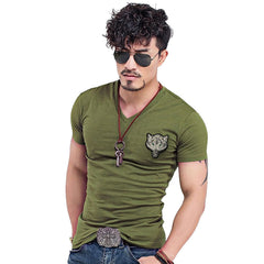 Tactical Short-Sleeved T-Shirt Chinese Special Forces Men'S Cotton Wolf Head Military Slim Base