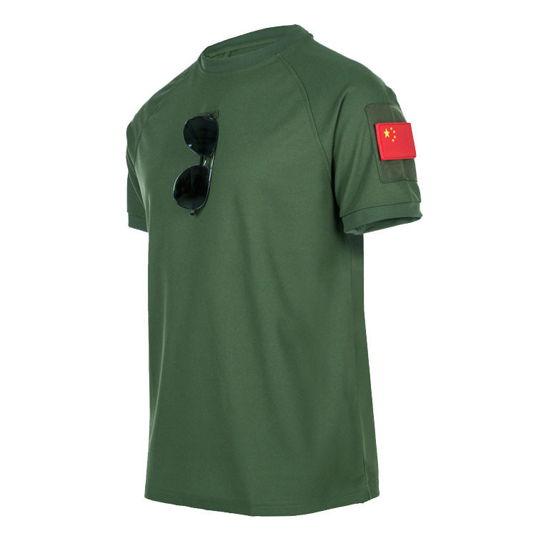 Round Neck Short Sleeve Military Fan Plus Size Tactical T-shirt