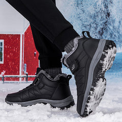 Men's High-top Travel Fleece-lined Warm Hiking Shoes